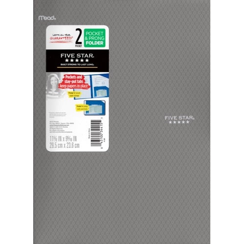 Mead Five Star 2-Pocket Prong Plastic Portfolio Folder (Select Color) - DollarFanatic.com