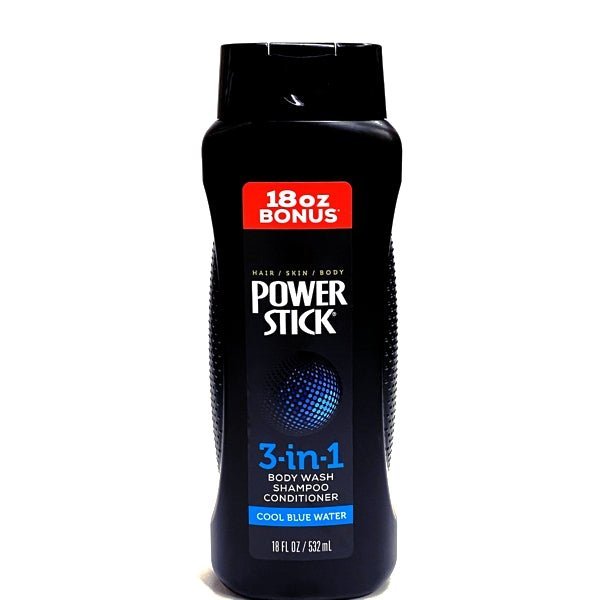 Power Stick 3-in-1 Body Wash Shampoo Conditioner - Cool Blue Water (Net 18 fl. oz.) - Dollar Fanatic