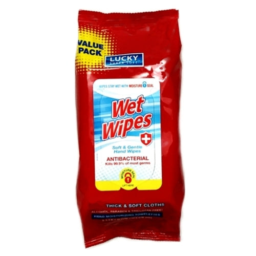 Lucky Antibacterial Wet Wipes (60 Pack) Kills 99.9% of most germs