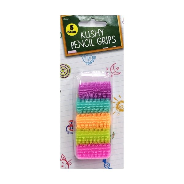Big Time Colorful Kushy Pencil Grips (5 Pack) Classic or Neon Colors - DollarFanatic.com