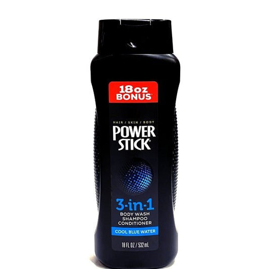 Power Stick 3-in-1 Body Wash Shampoo Conditioner - Cool Blue Water (Net 18 fl. oz.) - Dollar Fanatic